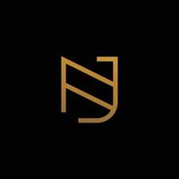 moderno y elegante diseño de logotipo de iniciales de letra nj vector