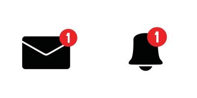simple and clean bell and e mail notification icon design vector