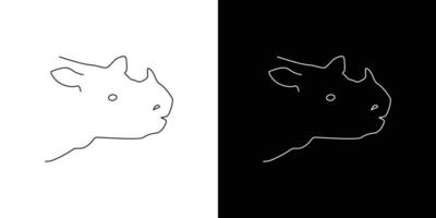 logotipo de ilustración de cabeza de rinoceronte simple y minimalista vector