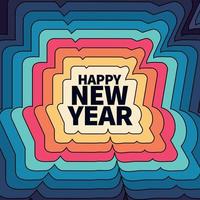 Retro groovy happy new year greeting banner vector