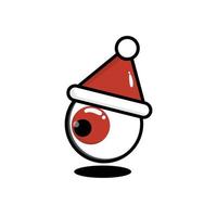 Cute eyeball mascot wearing christmas hat. Vector illustration.