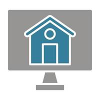 comprar casa en línea glifo icono de dos colores vector