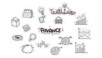 finanzas, invertir, forex, comercio, garabato, elementos, icono, símbolo, conjunto