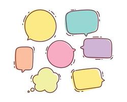 discurso burbuja doodle chat mensaje diálogo hablar forma o símbolo dibujado a mano ilustración de arte de dibujos animados vector
