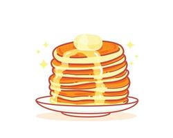 Pancake honey sweet food dessert breakfast hand drawn cartoon art illustration vector