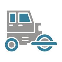 Road Roller Glyph Two Color Icon vector