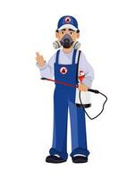 Pest control worker in protective workwear vector