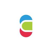 letter c curves simple negative space colorful logo vector