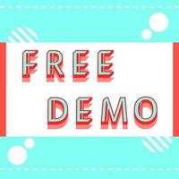 Free demo cyan and red promotion banner vector