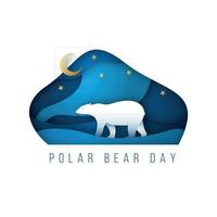 North arctic polar bear in paper art style. vector