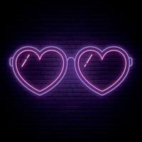 Neon glasses in the form of hearts vector