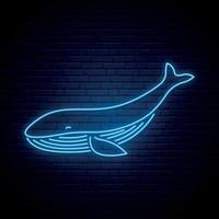 Whale neon sign. vector