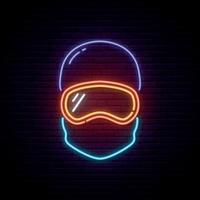 Snowboarder neon sign. vector