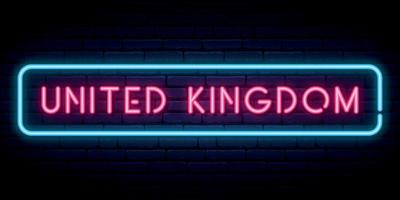 United Kingdom neon sign. vector