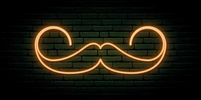 Retro mustache neon sign. vector