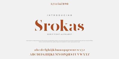 Srokas Modern minimal abstract alphabet fonts. Typography technology, electronic, movie, digital, music, future, logo creative font. vector illustration