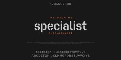 Specialist Abstract minimal modern alphabet fonts. Typography technology vector illustration