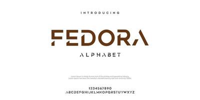 FEDORA Abstract minimal modern alphabet fonts. Typography technology vector illustration