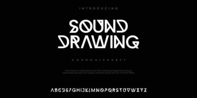 Sound Drawing Abstract minimal modern alphabet fonts. Typography technology vector illustration