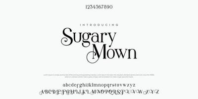 Sugary Mown Serif classic design font vector illustration of alphabet letters.