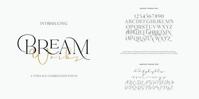 Bream Works Abstract Fashion font alphabet. Minimal modern urban fonts for logo, brand etc. Typography typeface uppercase lowercase and number. vector illustration