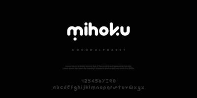 mihoku Abstract minimal modern alphabet fonts. Typography technology vector illustration