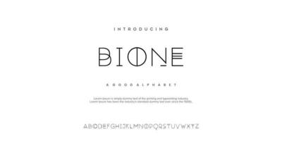 BIONE Abstract minimal modern alphabet fonts. Typography technology vector illustration