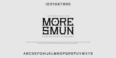 More Smun Elegant font letter alphabet set. Classic black lettering Typographic Font. uppercase with numbers. vector illustration