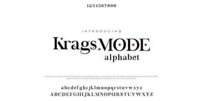 KragsMode Abstract Fashion font alphabet. Minimal modern urban fonts for logo, brand etc. Typography typeface uppercase lowercase and number. vector illustration