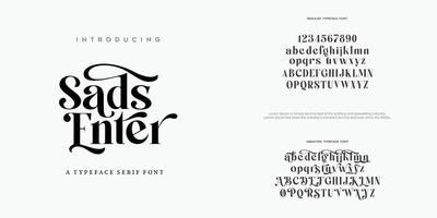 Sads Enter Abstract Fashion font alphabet. Minimal modern urban fonts for logo, brand etc. Typography typeface uppercase lowercase and number. vector illustration