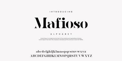 Ilustración de vector de fuente de diseño clásico serif mafioso de letras del alfabeto.