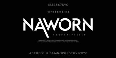 naworn Abstract minimal modern alphabet fonts. Typography technology vector illustration