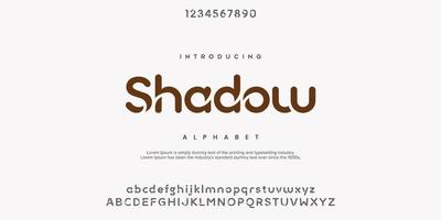 Shadow Modern minimal abstract alphabet fonts. Typography technology, electronic, movie, digital, music, future, logo creative font. vector illustration