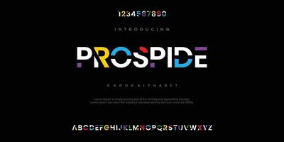 PROSPIDE Modern abstract digital alphabet font. Minimal technology typography, Creative urban sport fashion futuristic font and with numbers. vector illustration