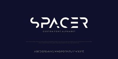 SPACER Abstract minimal modern alphabet fonts. Typography technology vector illustration