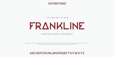 Frankline Abstract minimal modern alphabet fonts. Typography technology vector illustration