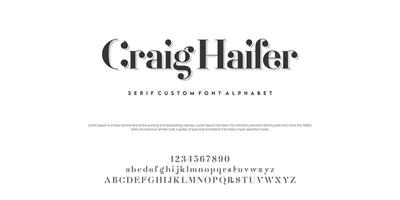 CraigHaifer Abstract Fashion font alphabet. Minimal modern urban fonts for logo, brand etc. Typography typeface uppercase lowercase and number. vector illustration