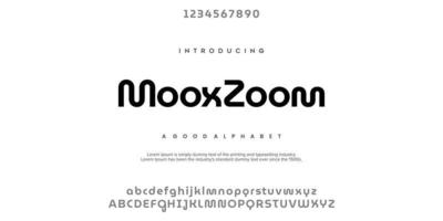 mooxzoom Abstract minimal modern alphabet fonts. Typography technology vector illustration