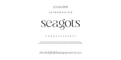 seagots Abstract Fashion font alphabet. Typography typeface uppercase lowercase and number. vector illustration