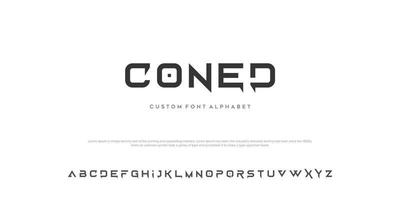 Coned Abstract minimal modern alphabet fonts. Typography technology vector illustration