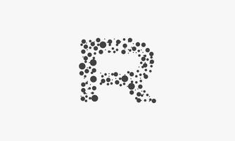 letter R logo dotted concept isolated on white background. vector