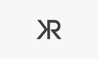 Letra del logotipo de kr aislada sobre fondo blanco. vector