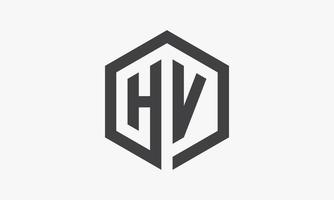 Logo de letra HV hexagonal aislado sobre fondo blanco. vector