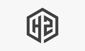 HZ or H2 hexagon letter logo isolated on white background. vector