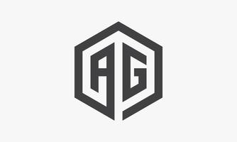 letter AG hexagonal concept isolated on white background. vector