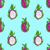 Juicy seamless vector pattern with pitahaya, fruit pattern