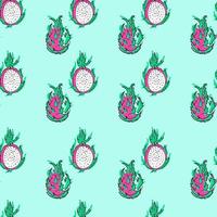 Juicy seamless vector pattern with pitahaya, fruit pattern