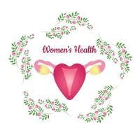 Vector illustration of a female uterus in a flower frame isolated on a white background