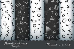 Set Retro Memphis Seamless Pattern