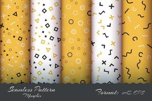 Set Retro Memphis Seamless Pattern